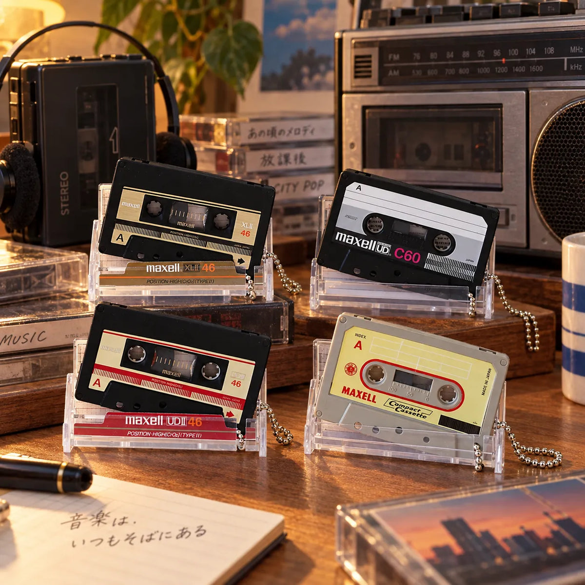 Maxell Cassette Tape Keychain | Miniature Scale with Case