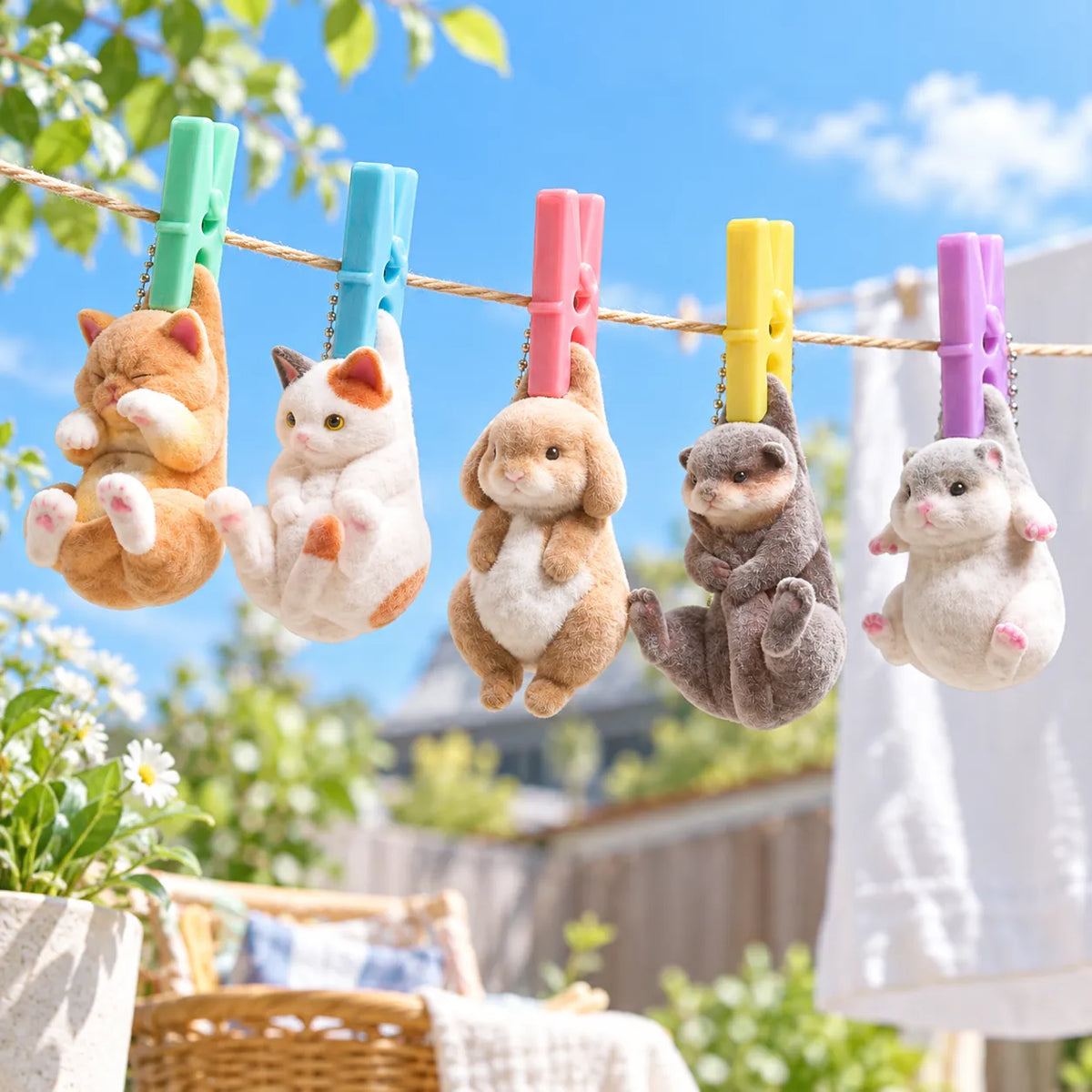 Laundry Day Fluffy Animal Keychain Collection