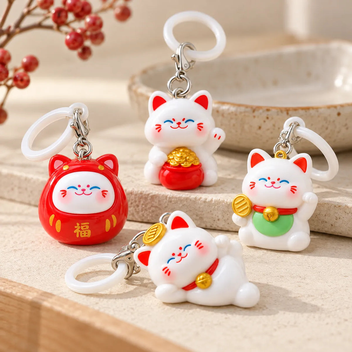 Blue-Eyed Lucky Cat Mini Charm Collection