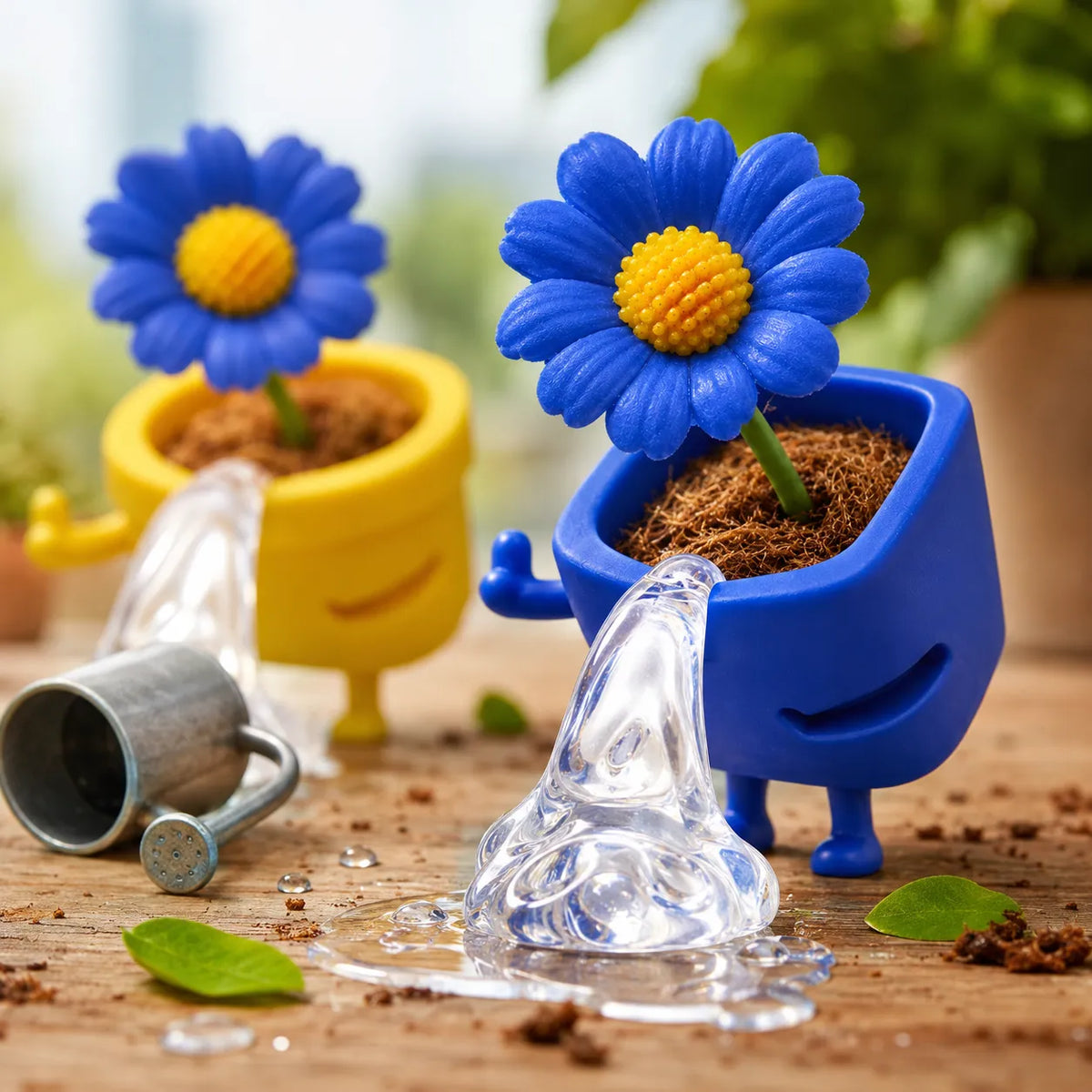 Wueegee Wooden Planter One-Flower Vase Figures